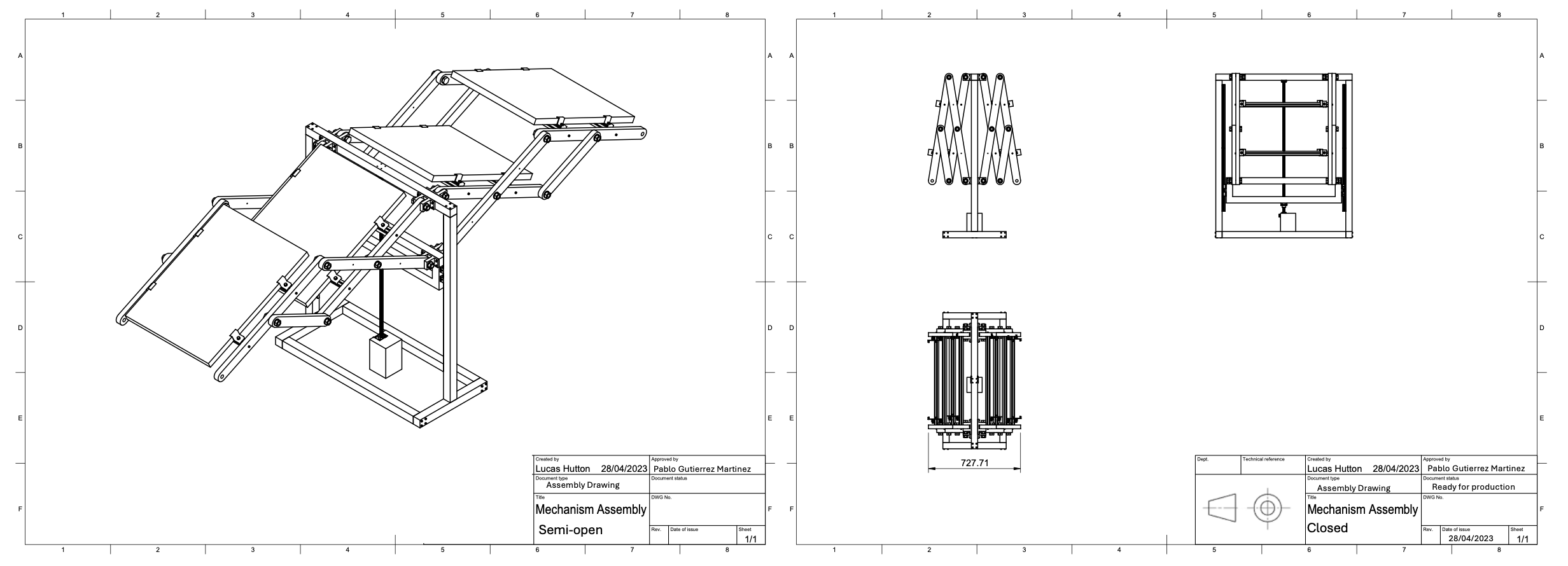 Solar mechanism assembly drawing